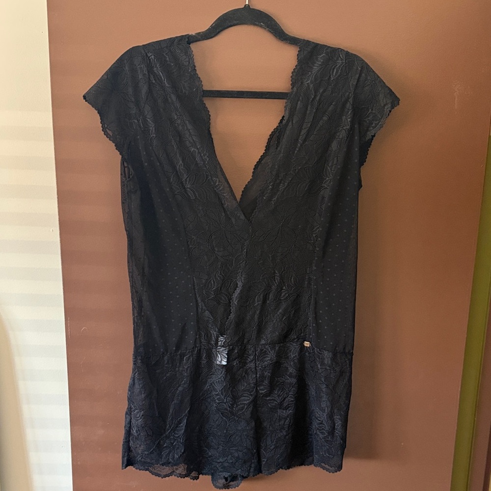 JETTE Black Lace Lingerie Romper